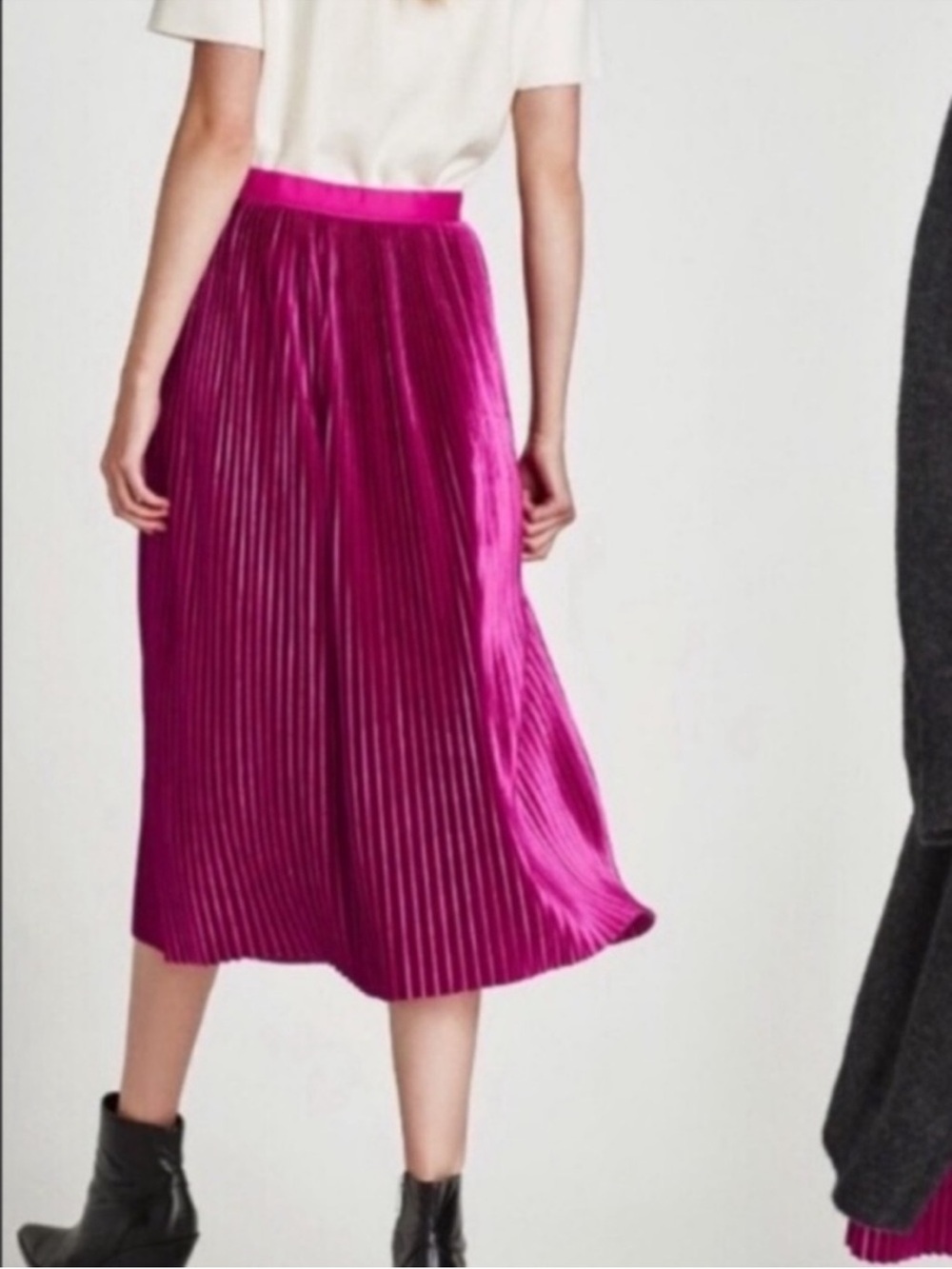 Zara | Fuchsia Pleated Midi Skirt